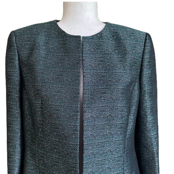 Kasper Blazer Jacket Teal Open Front Long Sleeve Career Business Blazer Size 8 - Picture 3 of 12